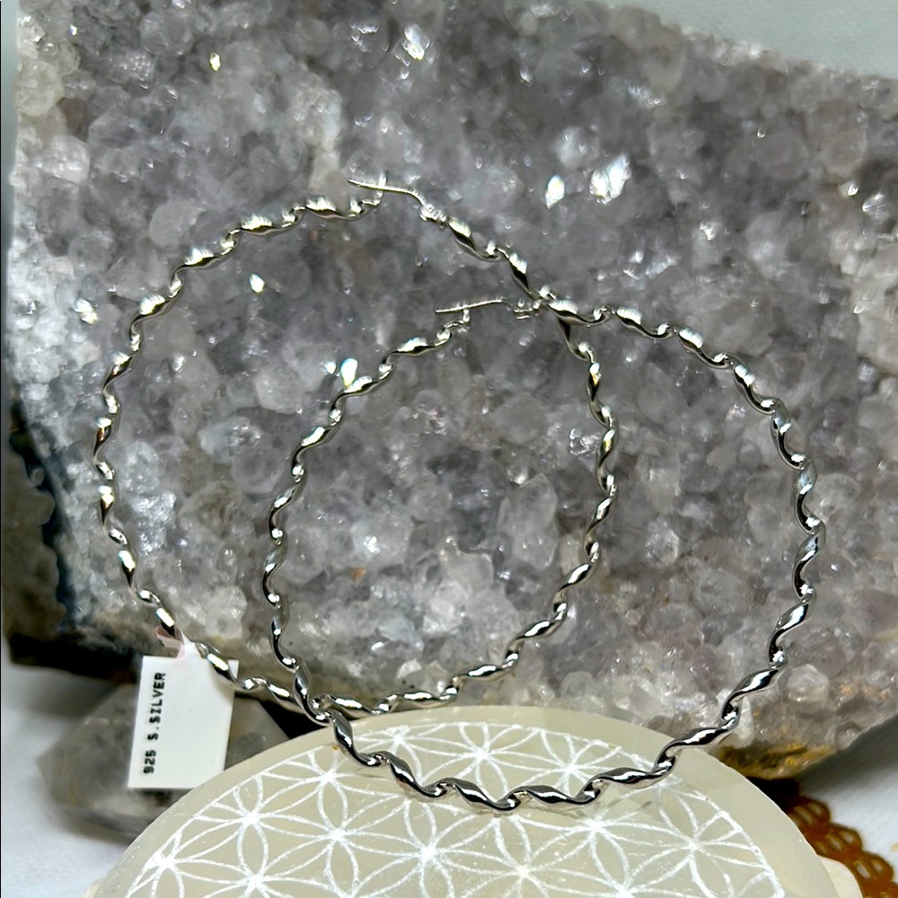 Elegant Sterling Silver Twisted Hoop Earrings